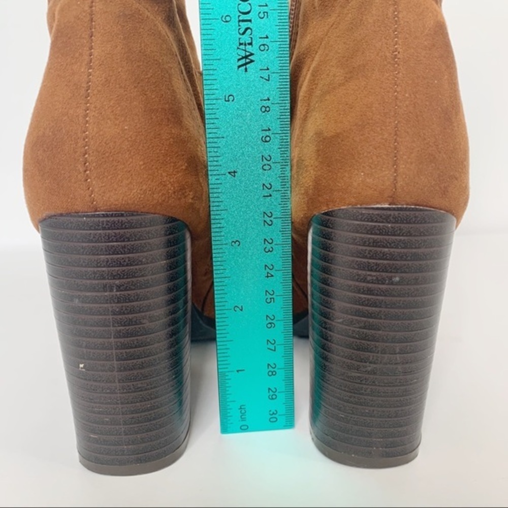 Bamboo Heel Brown Suede Boots Chestnut Color Sz‎ 7 - Picture 3 of 10